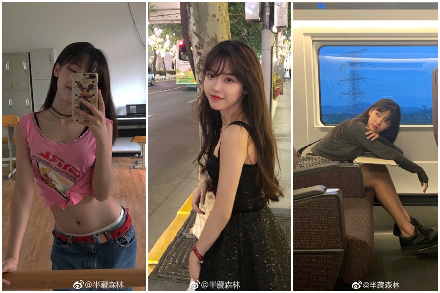 本名胡文婕的中國網紅「半藏森林」半年來在微博頻頻曬出美照，疑似力求復出。（翻攝自微博）