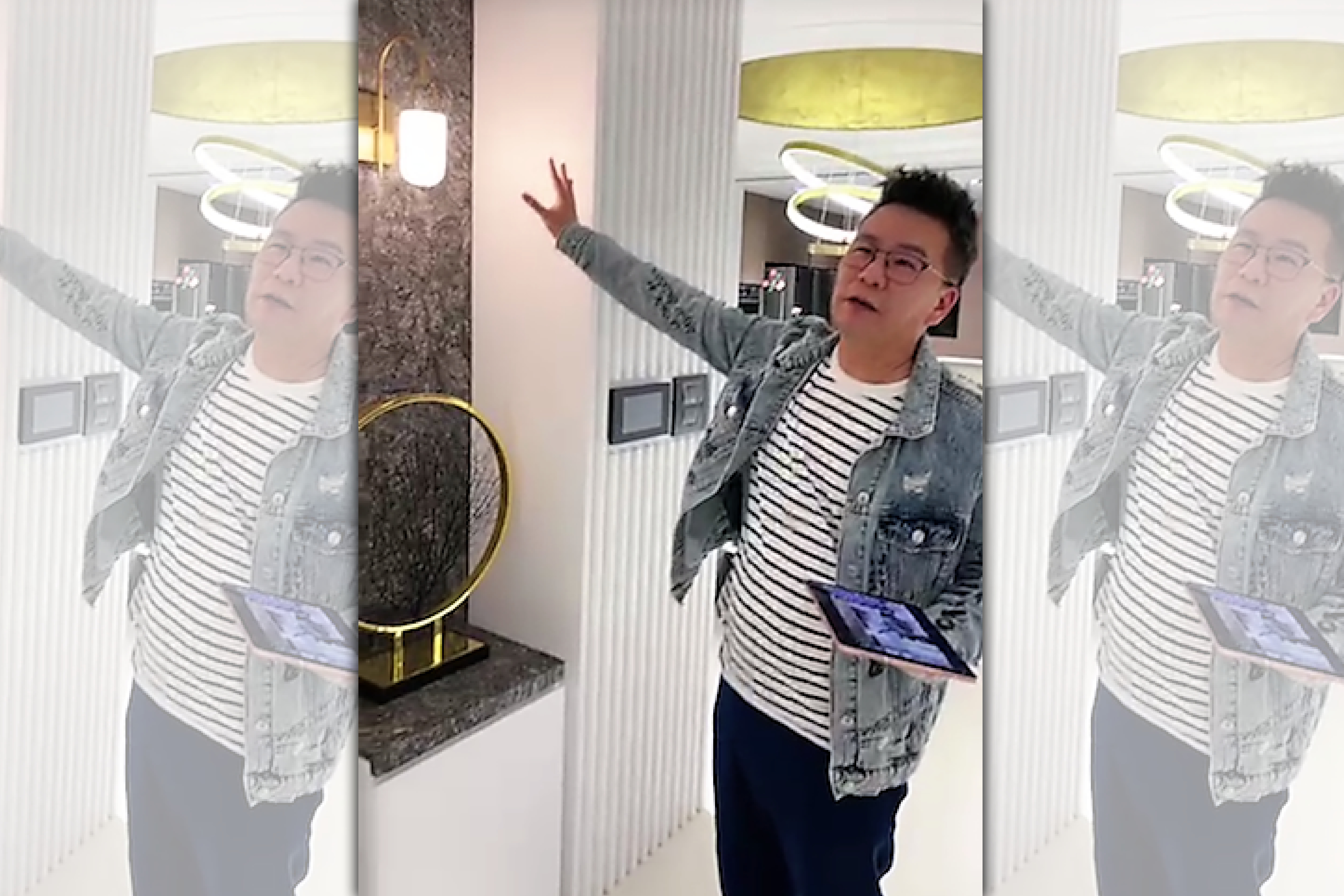 沈玉琳直播介紹新家豪宅內部裝潢。（17LIVE提供）