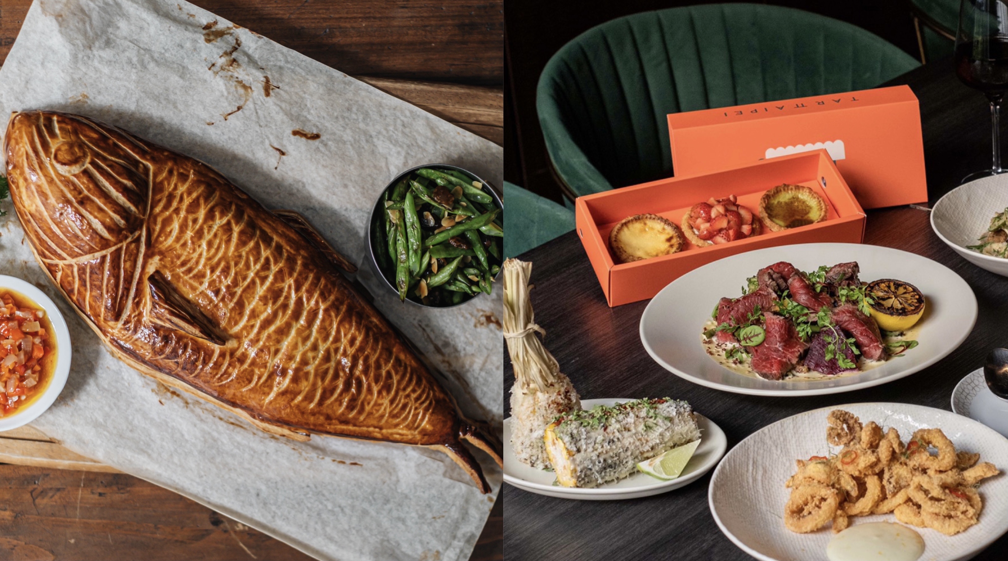 米其林餐盤推薦餐廳Chou Chou法式餐廳（左）與WILDWOOD（右）相繼推出適合小家庭的外帶套餐選擇。（Chou Chou、WILDWOOD提供）