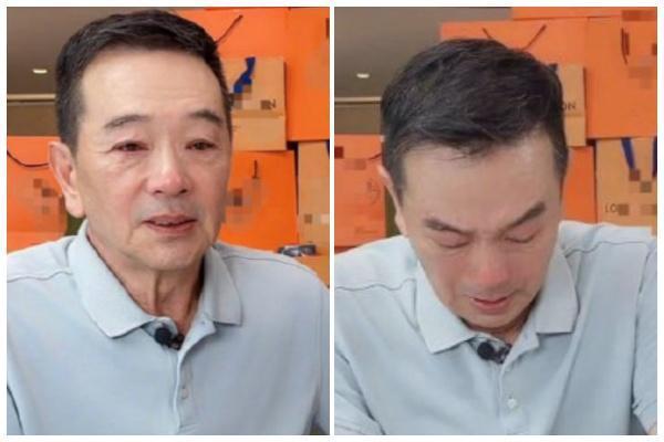 張晨光直播賣酒卻被網友攻擊,讓他不禁在鏡頭前紅了眼眶。(翻攝自扒圈老鬼微博)