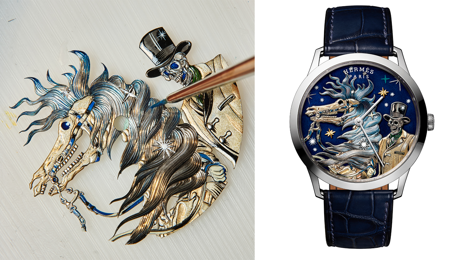 Slim d’Hermès C’est la Fête | 錶徑39.5mm／18K白金錶殼／時、分指示／H1950自動上鏈機芯／防水30米／建議售價：NT$ 3,485,400（限量8只） 