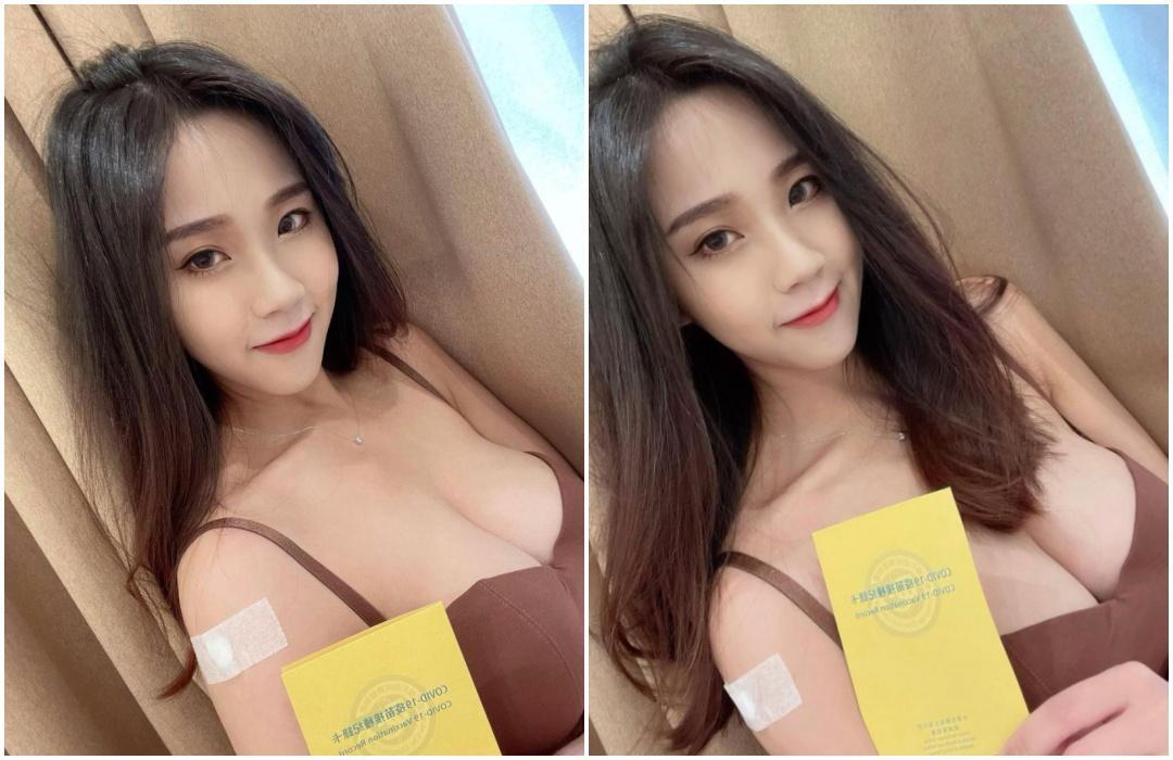 網紅Q塔貼出自己接種疫苗的照片，性感穿著讓網友都暴動了。（翻攝自Q塔IG）