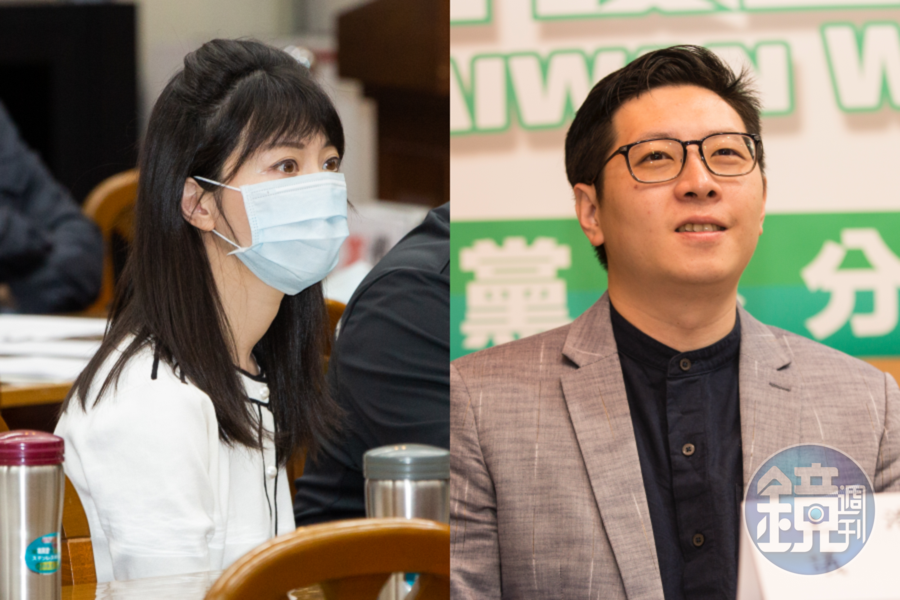 立委高嘉瑜(左)因替禾馨診所關說疫苗惹議,前議員王浩宇(右)則認為這是柯文哲投的魚餌,要轉移民進黨支持者的注意力。(本刊資料照)