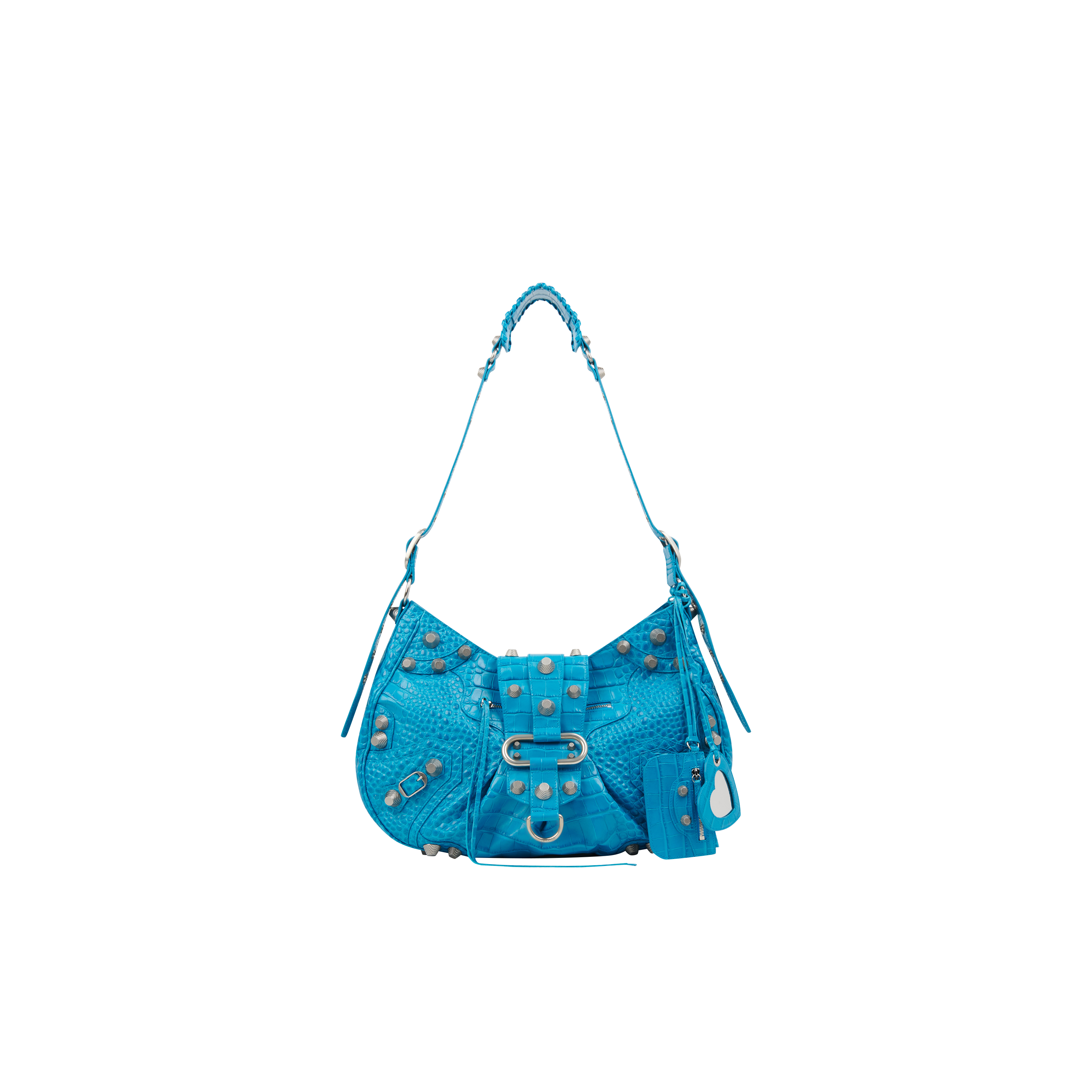Le Cagole Large Shoulder Bag 土耳其藍肩下包 價格店洽 BLENCIAGA。（BLENCIAGA提供）