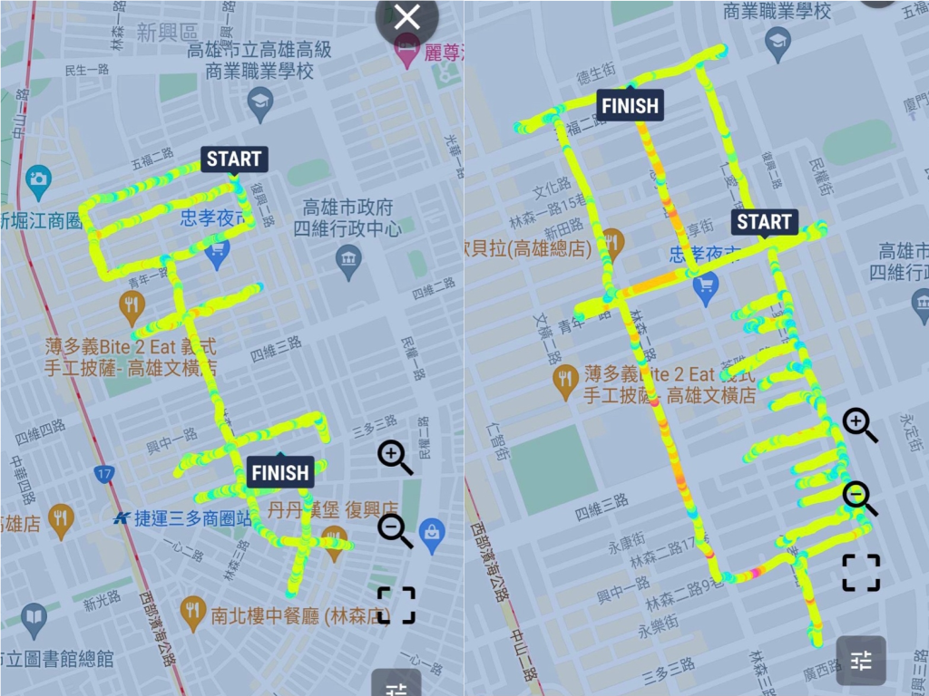 有網友分享自己父親在防疫期間的「慢跑超狂路徑圖」。（翻攝PTT）