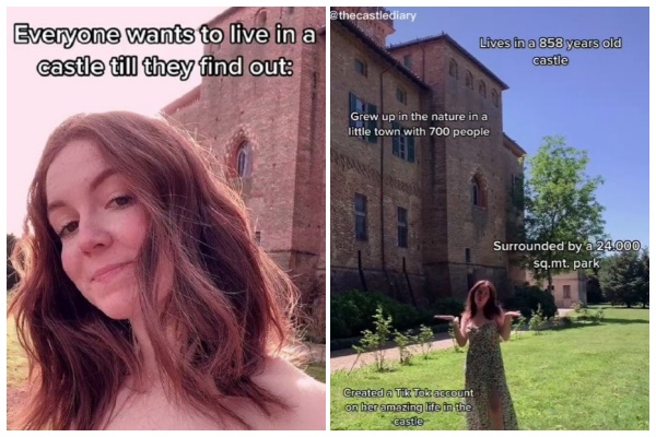 盧朵薇卡說城堡很冷，還要花很多時間打掃，而且經常連不上網路。（翻攝自thecastlediary TikTok）