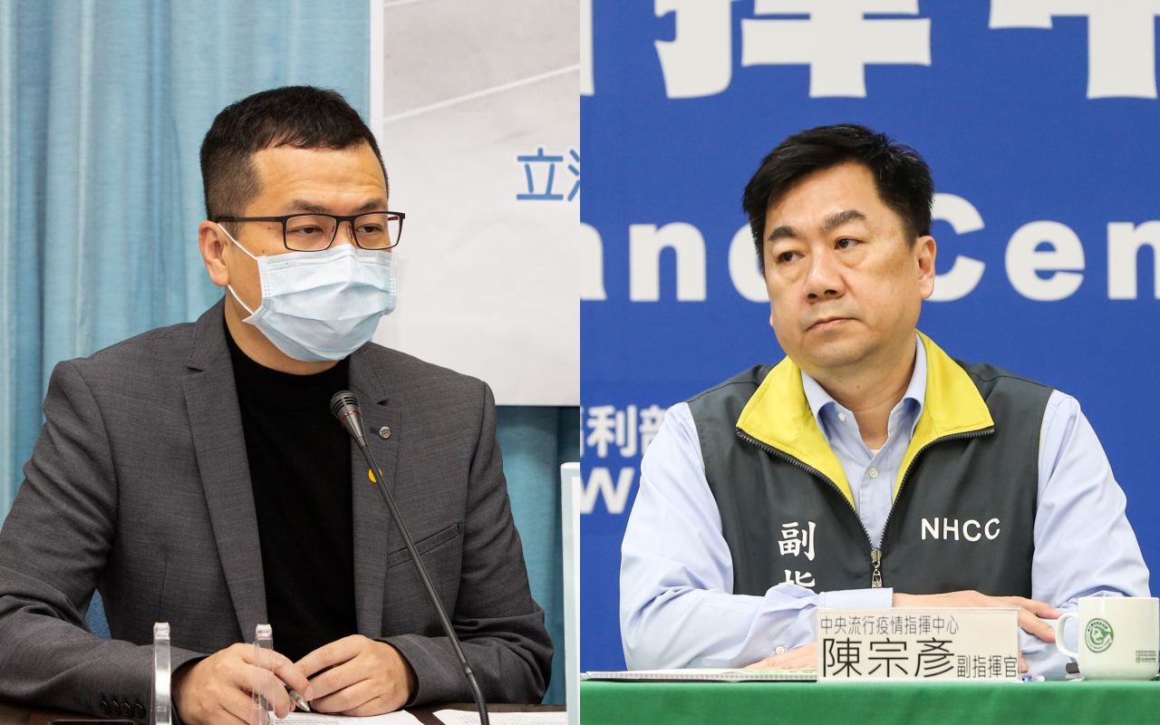 國民黨議員羅智強（左）大嘆台灣淪為「疫苗乞丐」，指揮中心副指揮官陳宗彥表示，應該要心存感激。（本刊資料照）