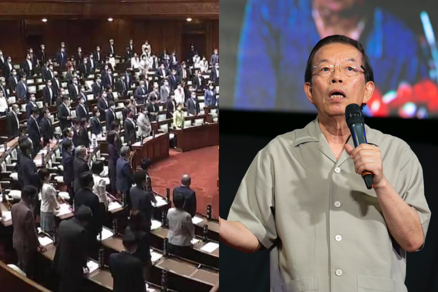 日本參議院日前全員起立力挺台灣參與世界衛生大會（左圖），我國駐日代表謝長廷（右圖）則表示這並不容易。（翻攝自謝長廷臉書、本刊資料照）