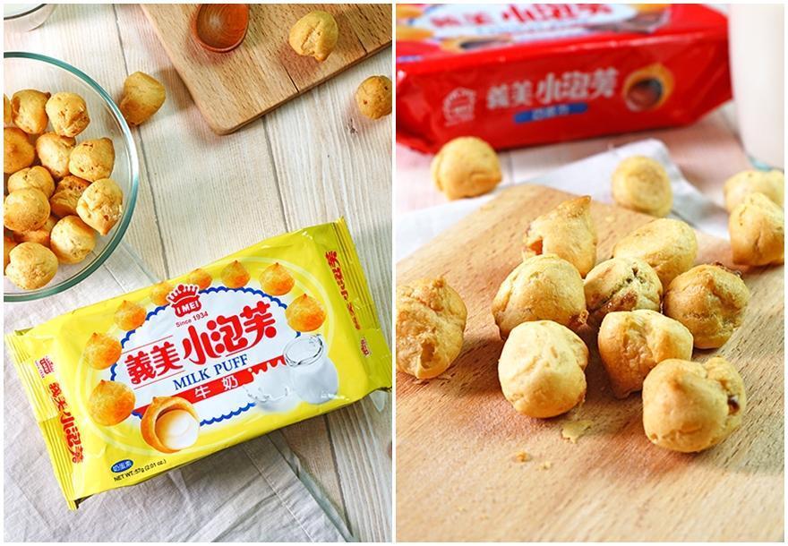 義美食品將回贈1個20呎貨櫃，共2.16萬盒的義美小泡芙給立陶宛，表達台灣民間的謝意。（翻攝自義美官網）