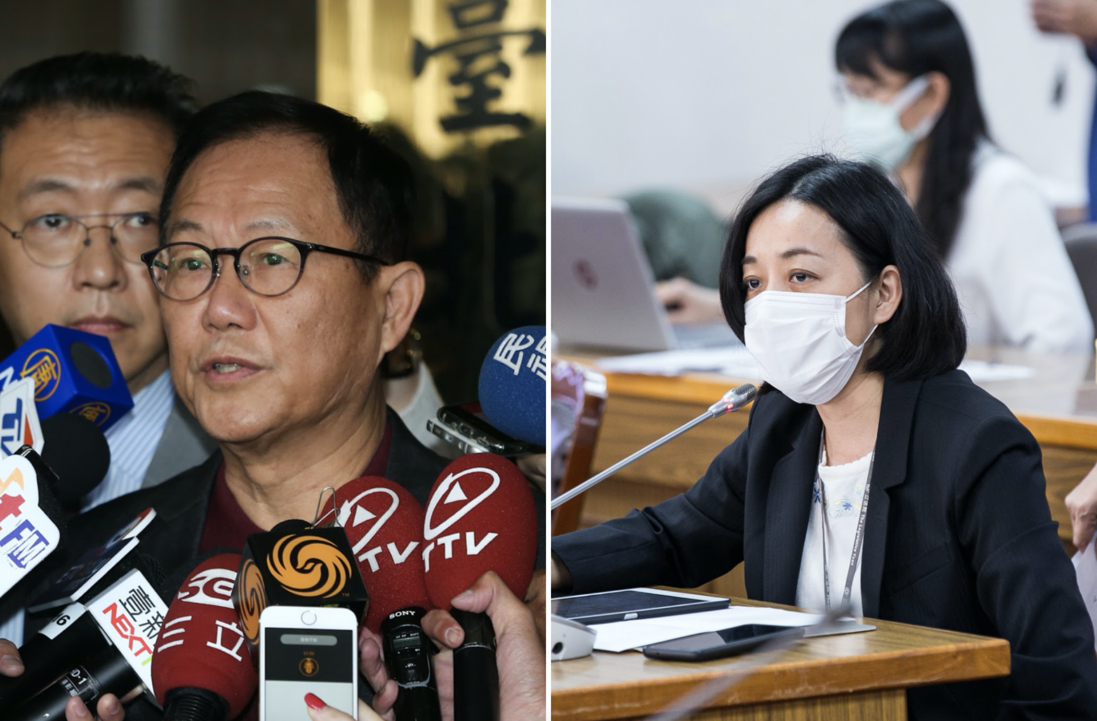 前國民黨立委丁守中（左）於臉書證實已接種AZ疫苗，立委王婉諭（右）質疑丁守中為何能是疫苗施打的第一順位。（資料照）