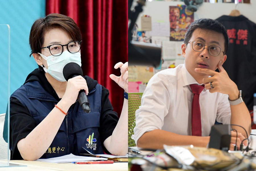 台北市副市長黃珊珊（左）昨在記者會聲稱北市市議會有「密件閱覽規定」，市議員邱威傑（右）則打臉稱只有北市府自行規定沒有法規。（台北市政府提供、本刊資料照）