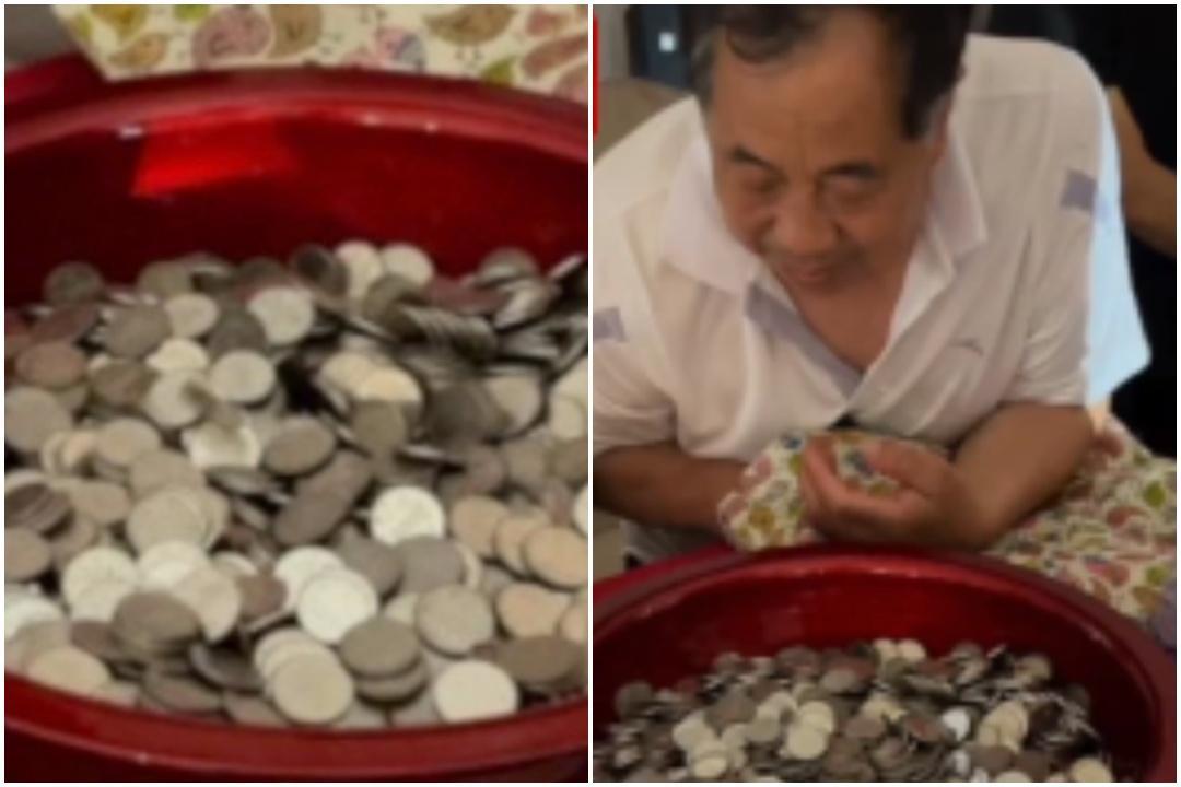 新郎結婚當天死黨對他惡作劇,包了3,000枚1元硬幣,收禮人員看到都傻眼了。(翻攝自網易新聞)