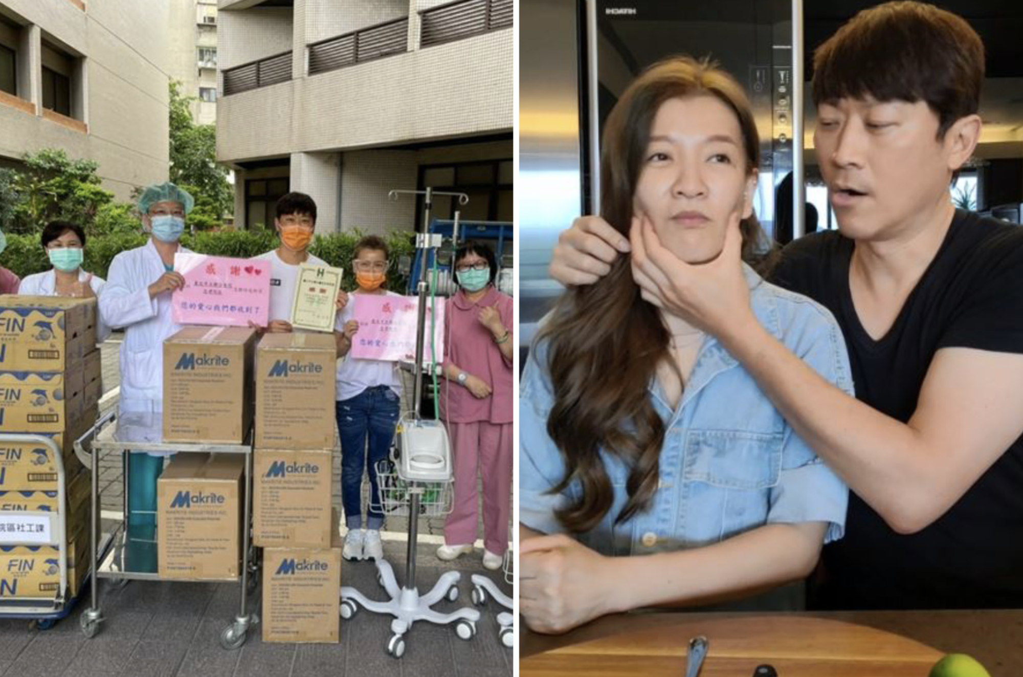 侯昌明、曾雅蘭夫婦捲入好心肝疫苗風波,兩人昨(27日)在臉書開直播聊最近的狀況。兩人捐出2台「救命神器」HFNC及2400個N95口罩。(翻攝侯昌明臉書)