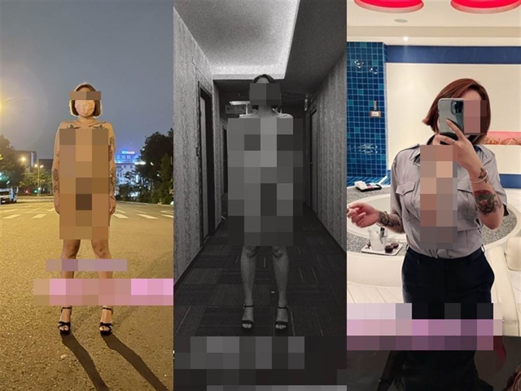 一名自稱「女王」的崔女被網友肉搜，不只一次野外露出。（翻攝自當事者推特）