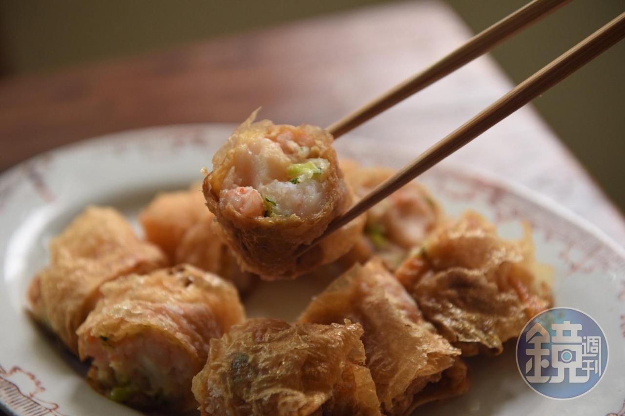「腐皮鮮蝦卷」斷面見證得到食材鮮美。