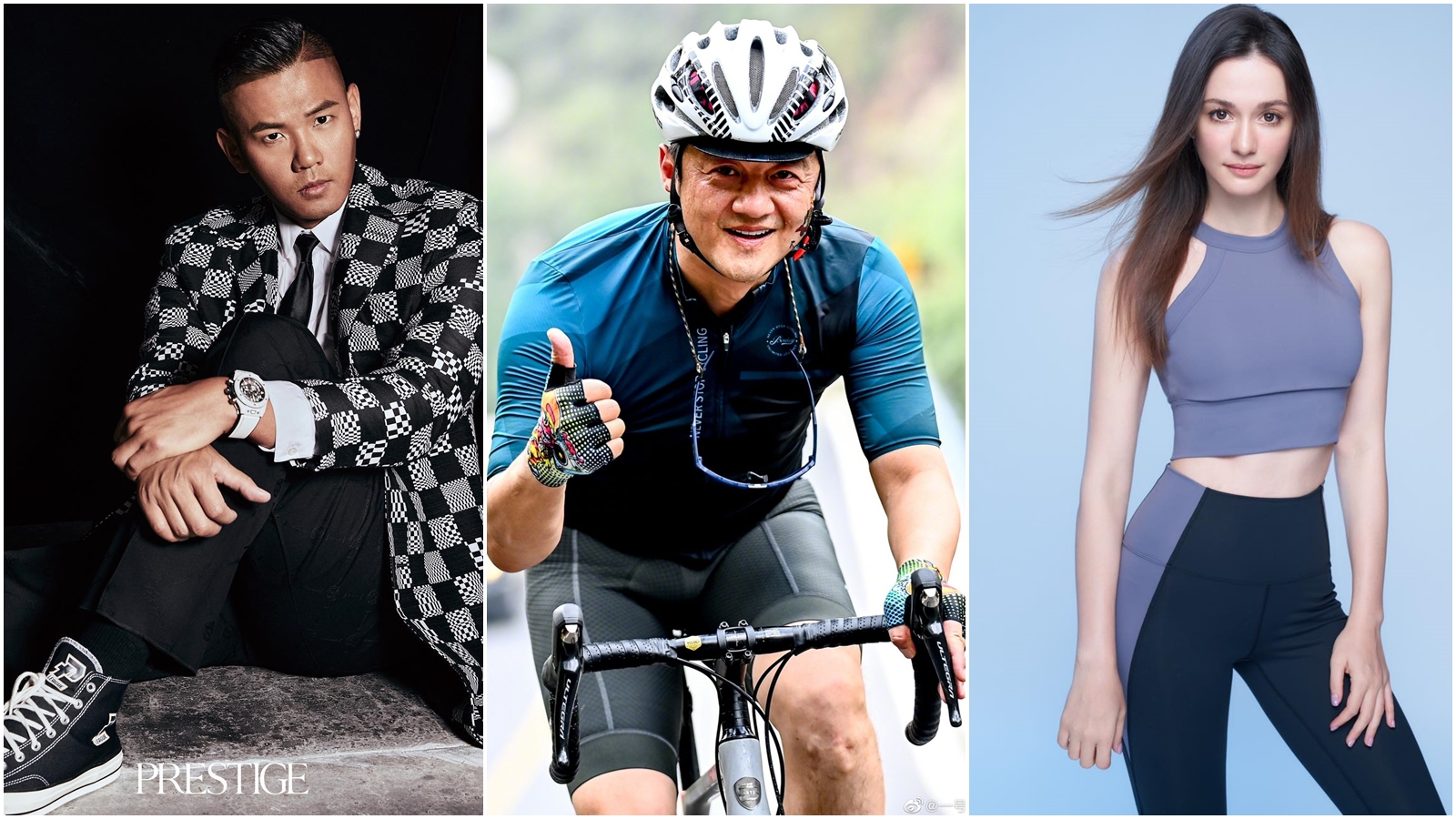 陳建州（左起）及李亞鵬做公益卻爆發爭議，一個前後說法不一、一個坦言疏失，而瑞莎出錢帶選手出國比賽也遭網友指控。（翻攝自臉書、微博）