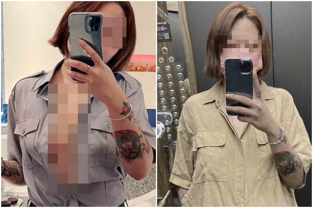 自稱「女王」的崔姓女子日前在派出所前「野外露出」，掀起網友熱烈討論。（翻攝自當事人推特）