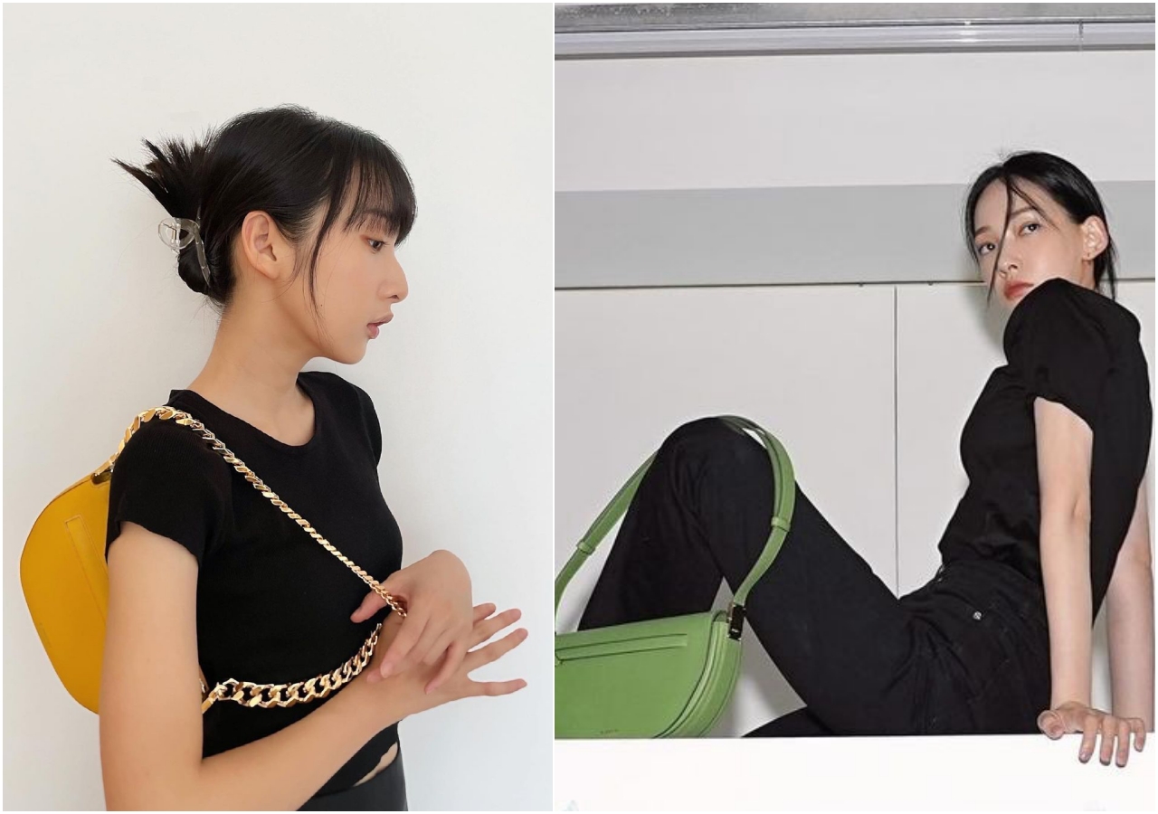 （左起）李沐、林映唯皆以黑色服裝搭配不同的限量色系Olympia包款。