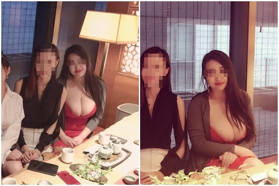 一名正妹聚餐合照，引發網友暴動。（翻攝自PTT）