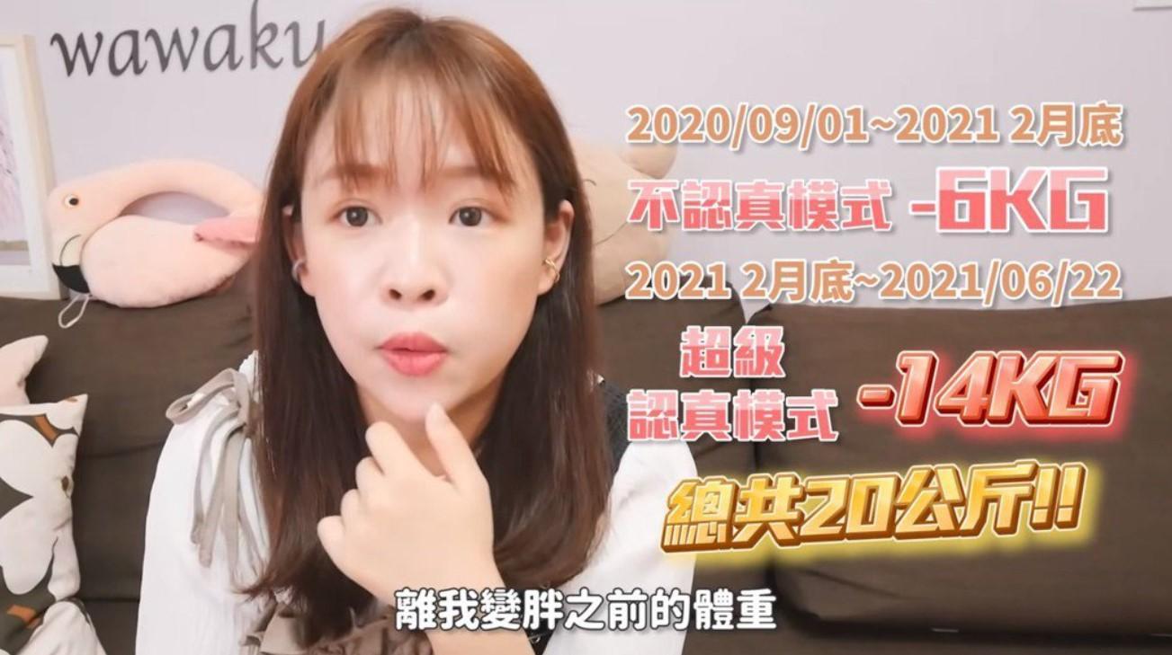 古娃娃從去年2月執行減重計畫,直到今年6月已經成功減重20公斤。(翻攝自古娃娃WawaKu YouTube)