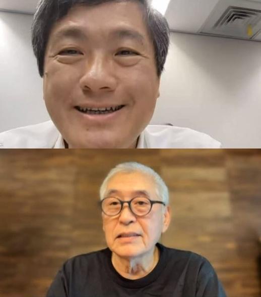 客委會主委楊長鎮(上)與紙風車文教基金會柯一正董事長藉線上記者會,宣布發起「紙風車線上陪伴」計畫。(紙風車劇團提供)