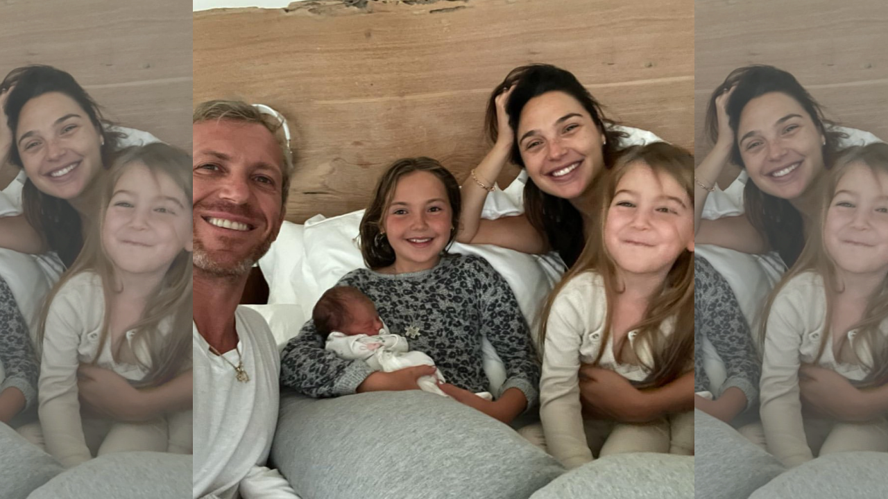 蓋兒加朵分享全新全家福照片,向粉絲報喜么女丹妮拉已出世喜訊。(蓋兒加朵IG)