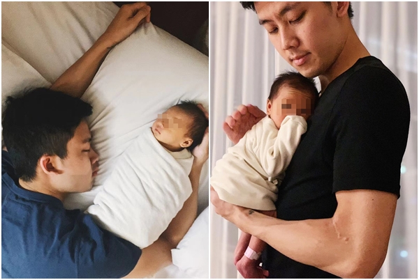 倪嘉昇覺得擁著女兒一起入睡，是很幸福的事。（倪嘉昇提供）