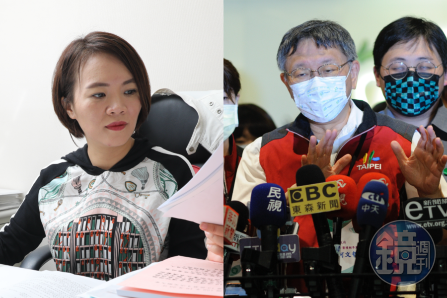 台北市議員簡舒培(左)今表示,好心肝診所違規施打疫苗事件,市長柯文哲(右)之北市府高層早知情。(本刊資料照)