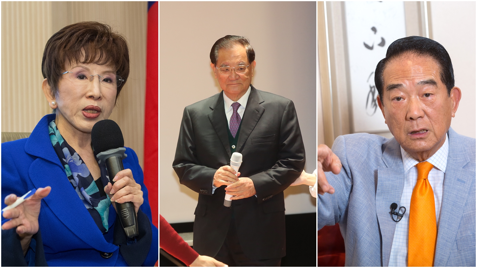 針對中國共產黨百年黨慶，洪秀柱（左起）、連戰、宋楚瑜等人發賀電獻上祝福。（本刊資料照）