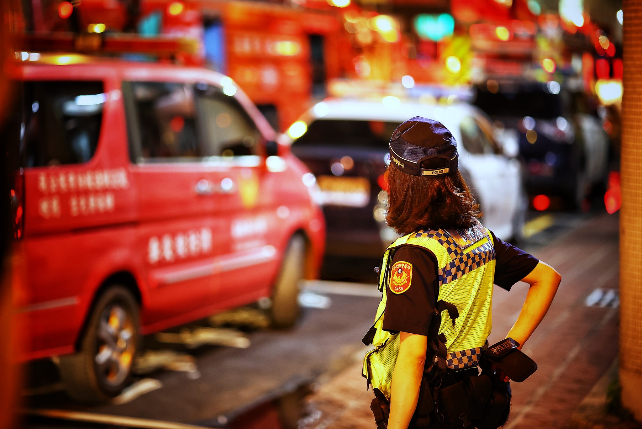 警察在現場管制。（翻攝自臉書社團「彰化人大小事」/網友JJ Nian）