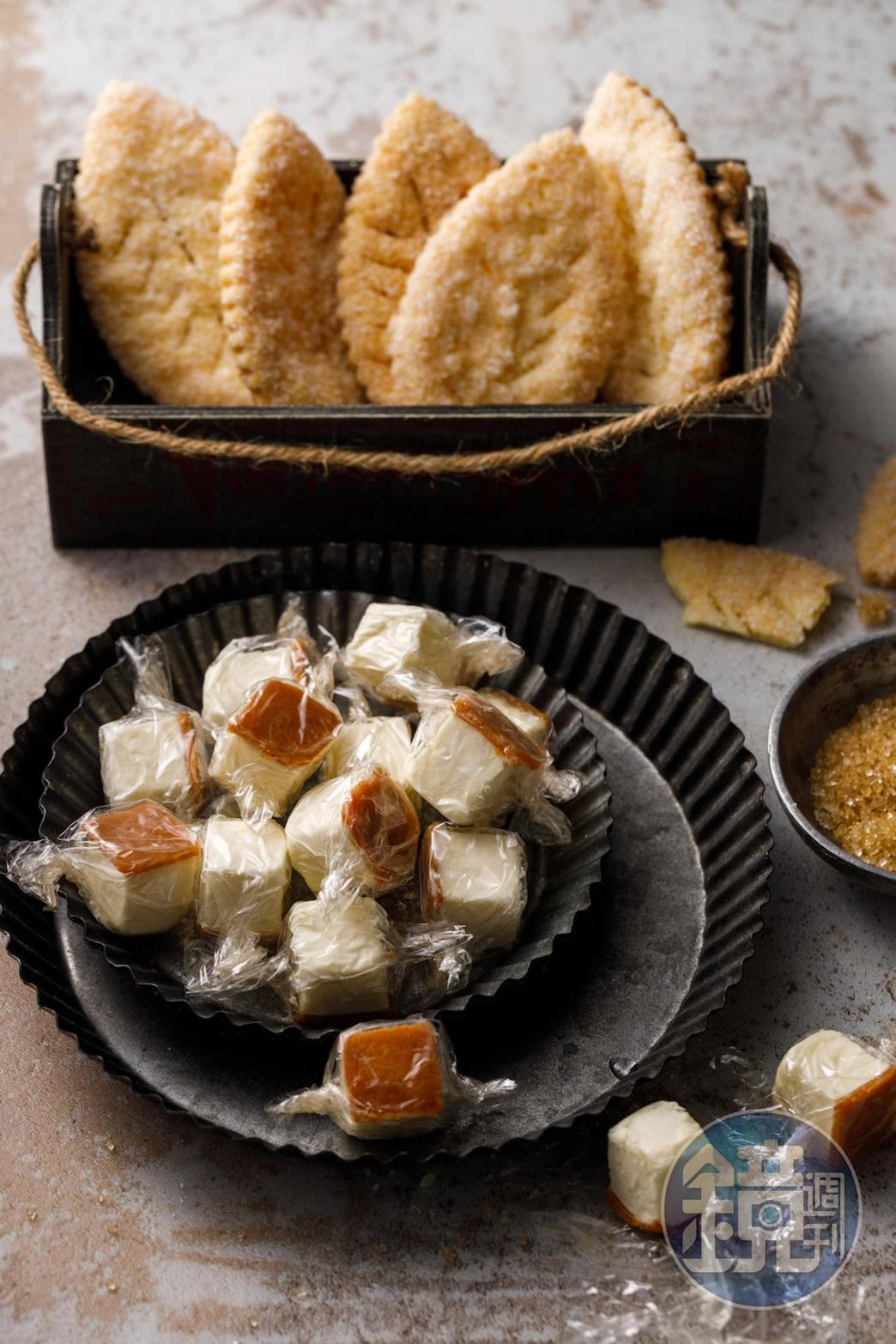 台北東區人氣甜點店「SEASON Artisan Pâtissier」冰涼的「自然酒乳酪球」及香脆「秋葉奶油千層酥」是最佳伴手禮。(前,710元/盒、後,475元/盒)