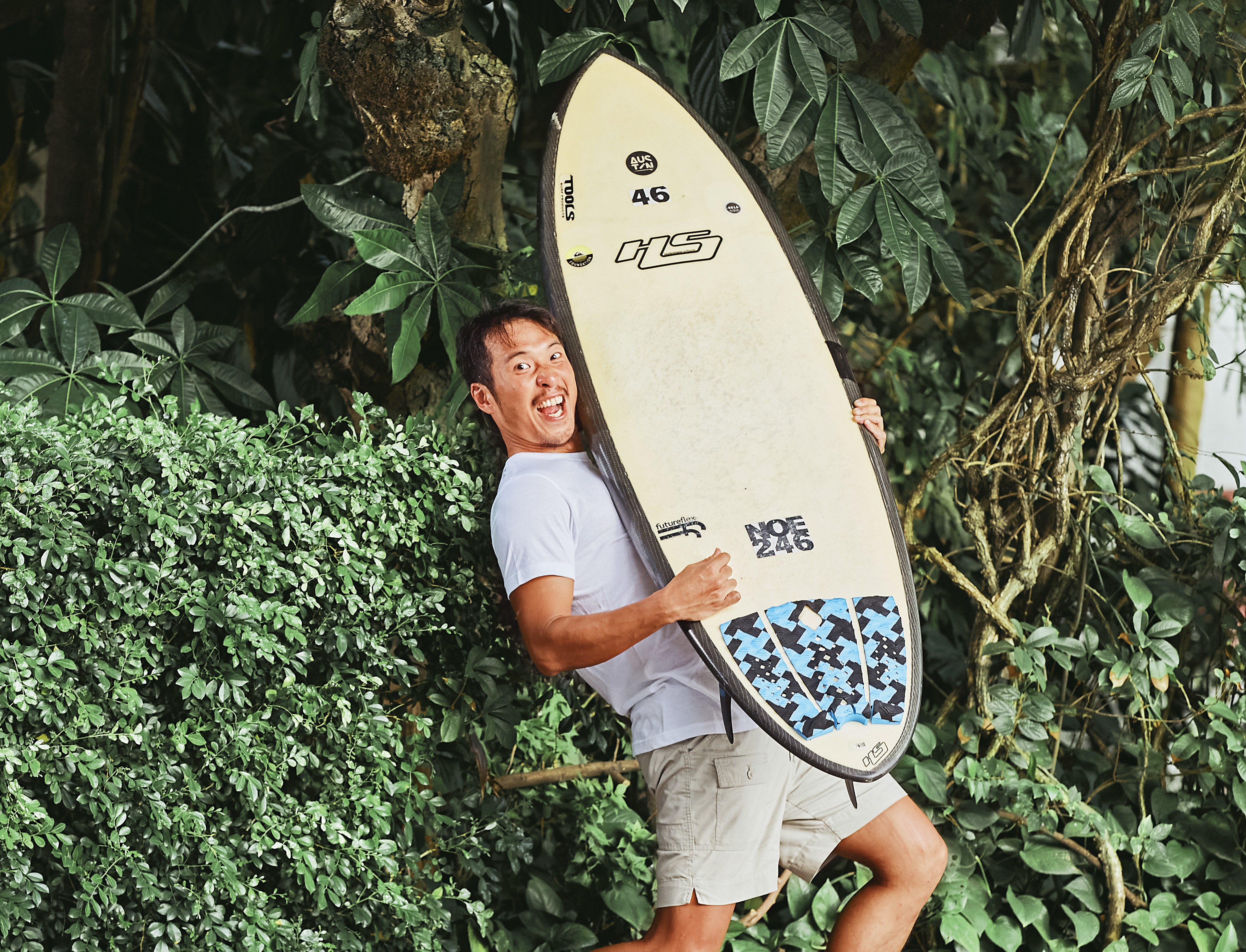 田廣潤對於衝浪相當著迷，希望能推動台灣的衝浪文化。