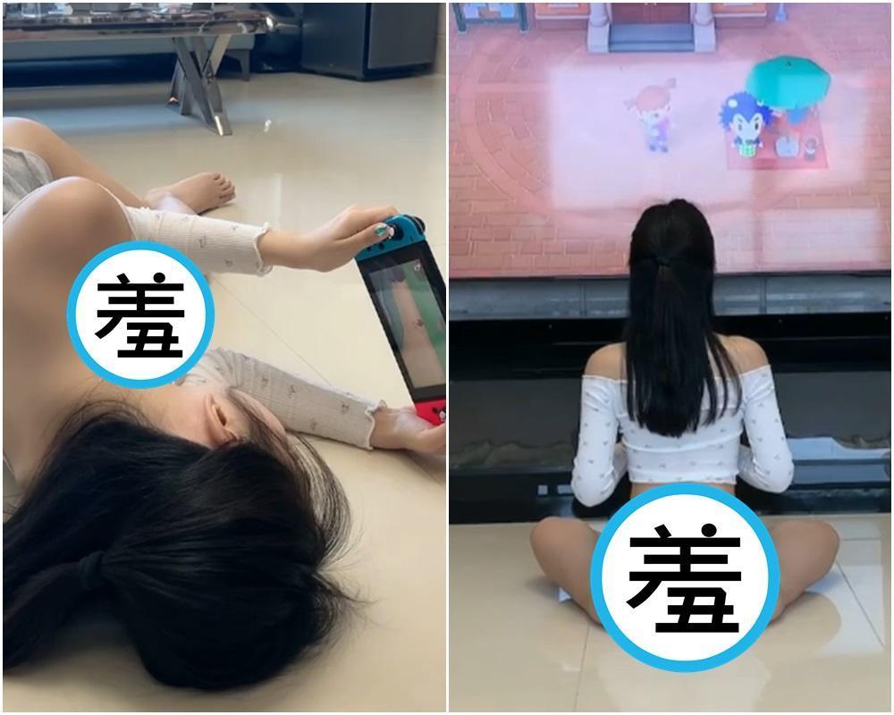 申才恩穿著家居服躺在地板玩Switch的畫面，讓粉絲看了直呼害羞。（翻攝自申才恩IG）
