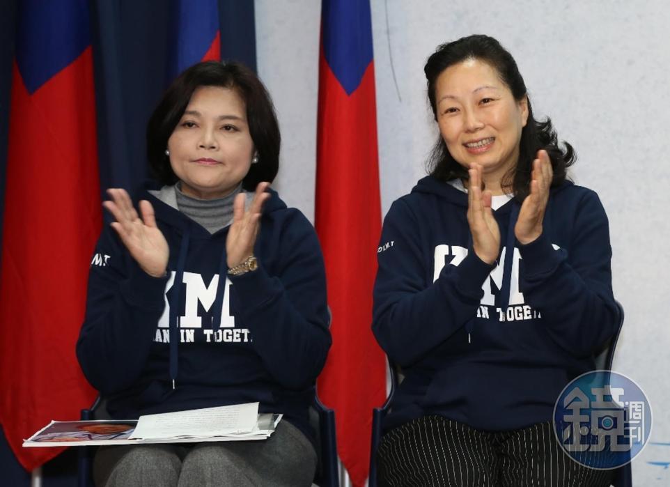 雲林縣長張麗善(左)、花蓮縣長徐榛蔚與江啟臣等人呼籲中央授權對外購買疫苗。(本刊資料照)