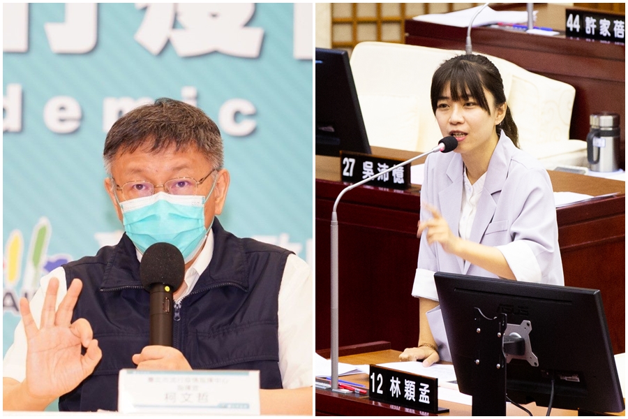 林穎孟（右圖）表示，若7/12不能解除三級，請柯文哲（左圖）負最大政治責任，不要再推卸甩鍋、糊弄市民。（台北市政府提供、本刊資料照）
