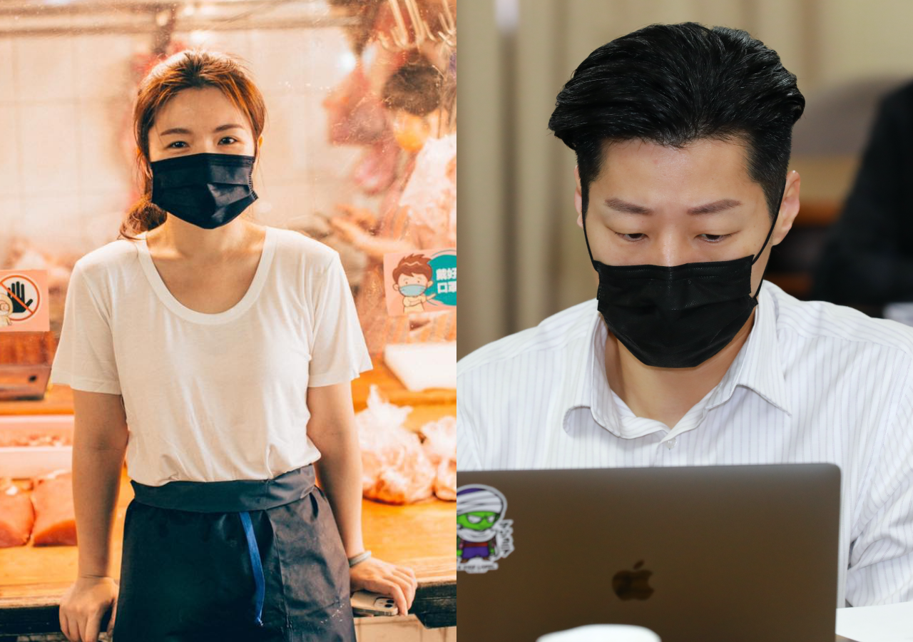 對於林昶佐（右）被攤商嗆「沒關心」一事，肉販采婕（左）力挺林昶佐。（翻攝自采婕 Charlene （東門信義肉舖）臉書、本刊資料照）