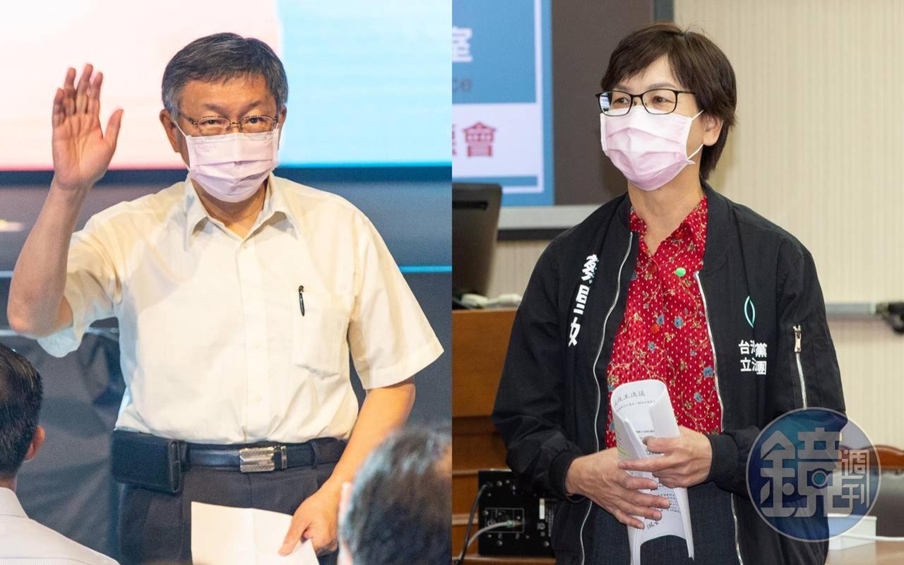 立委蔡壁如（右）昨天於臉書po文，認為除非封城，「否則不可能真的清零！」此番言論疑似打臉柯文哲（左）過去論調，在網路上引發熱議。（合成照／本刊資料照）