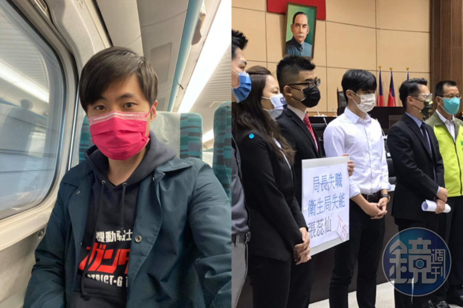 苗栗縣議員曾玟學（左圖、右圖右3）等9議員日前發表聯合聲明要求苗栗衛生局長下台，沒想到有3位議員就遭到局長小叔打電話恐嚇，如今曾玟學指稱已提告。（翻攝自曾玟學臉書）