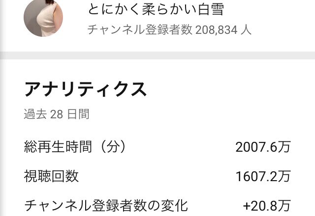 該網紅在推特上分享自己第一個月的收入。(翻攝「とにかく柔らかい白雪」推特)