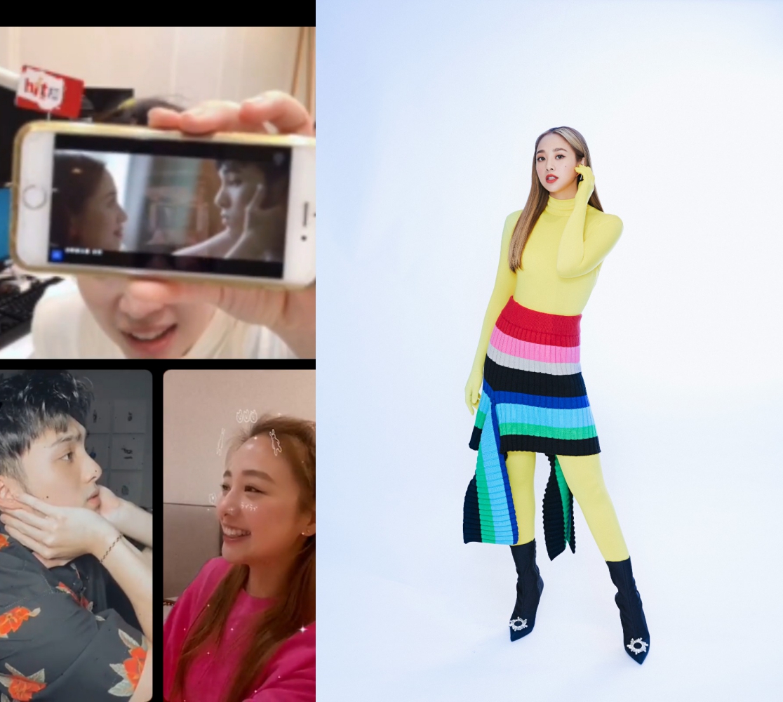 鬼鬼跟黃偉晉講到太開心，遲遲不離開直播，讓魏如萱要拜託他們快離開。（Hit Fm提供）