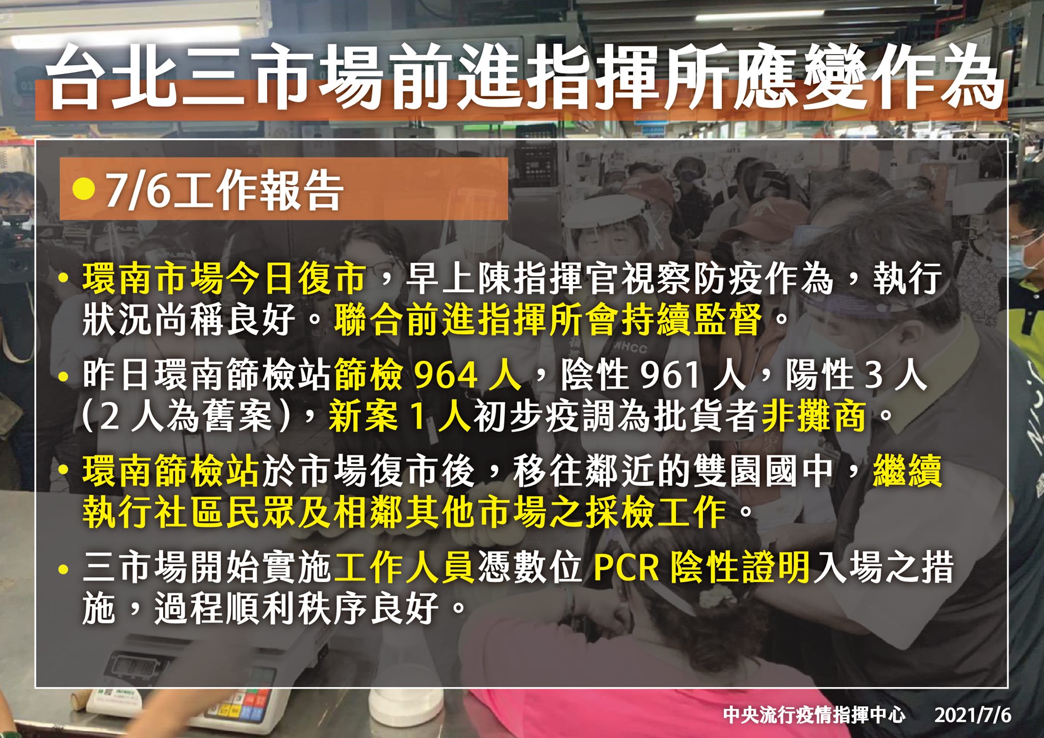 台北三市場前進指揮所應變作法。(指揮中心提供)