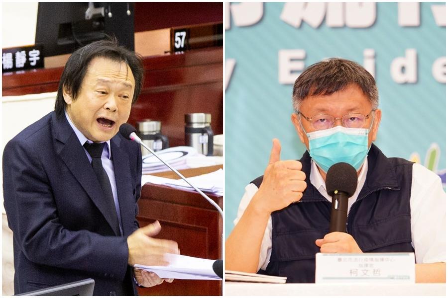 王世堅（左）批評柯文哲（右）有衛生醫療專業背景，台北疫情卻處理得那麼糟糕。（本刊資料照、台北市政府提供）