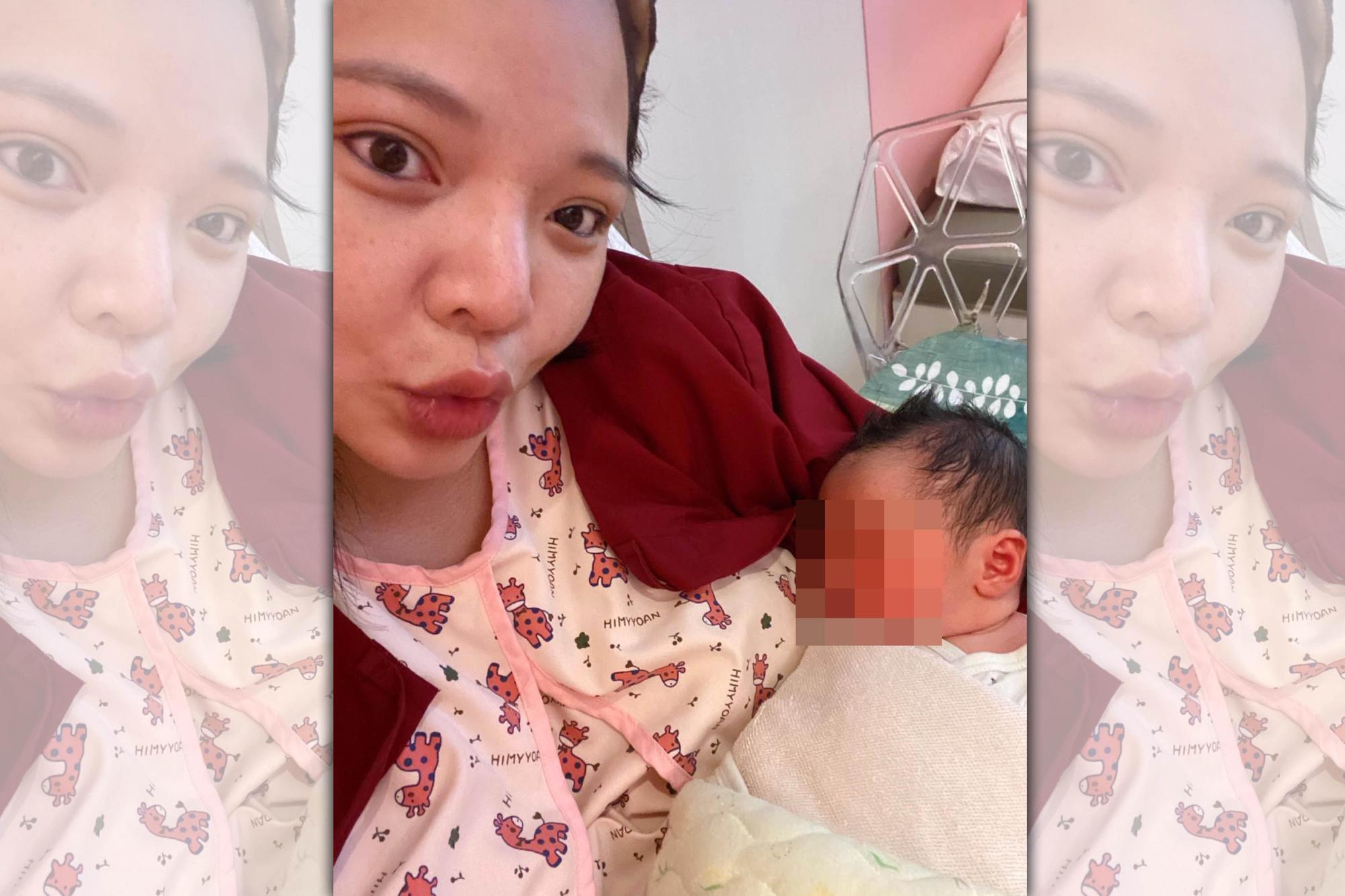 小甜甜上週五平安生下女兒「米苔目」，開始餵母乳的做月子生活。（翻攝自小甜甜臉書）