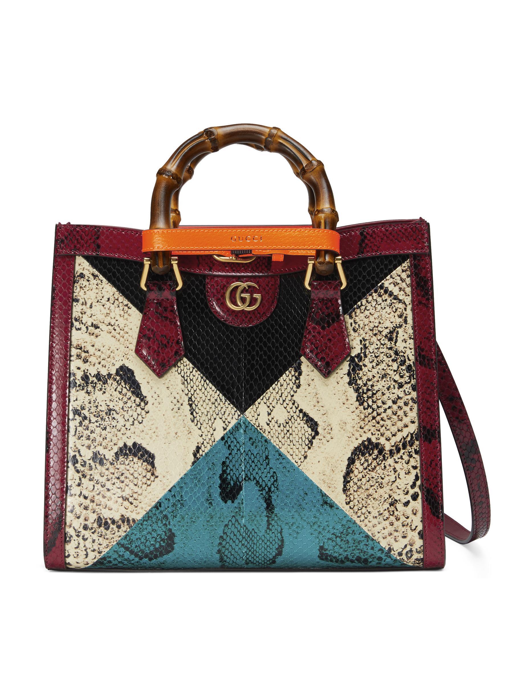 GUCCI Diana 多色拼接蟒蛇皮手提包。NT$225,800