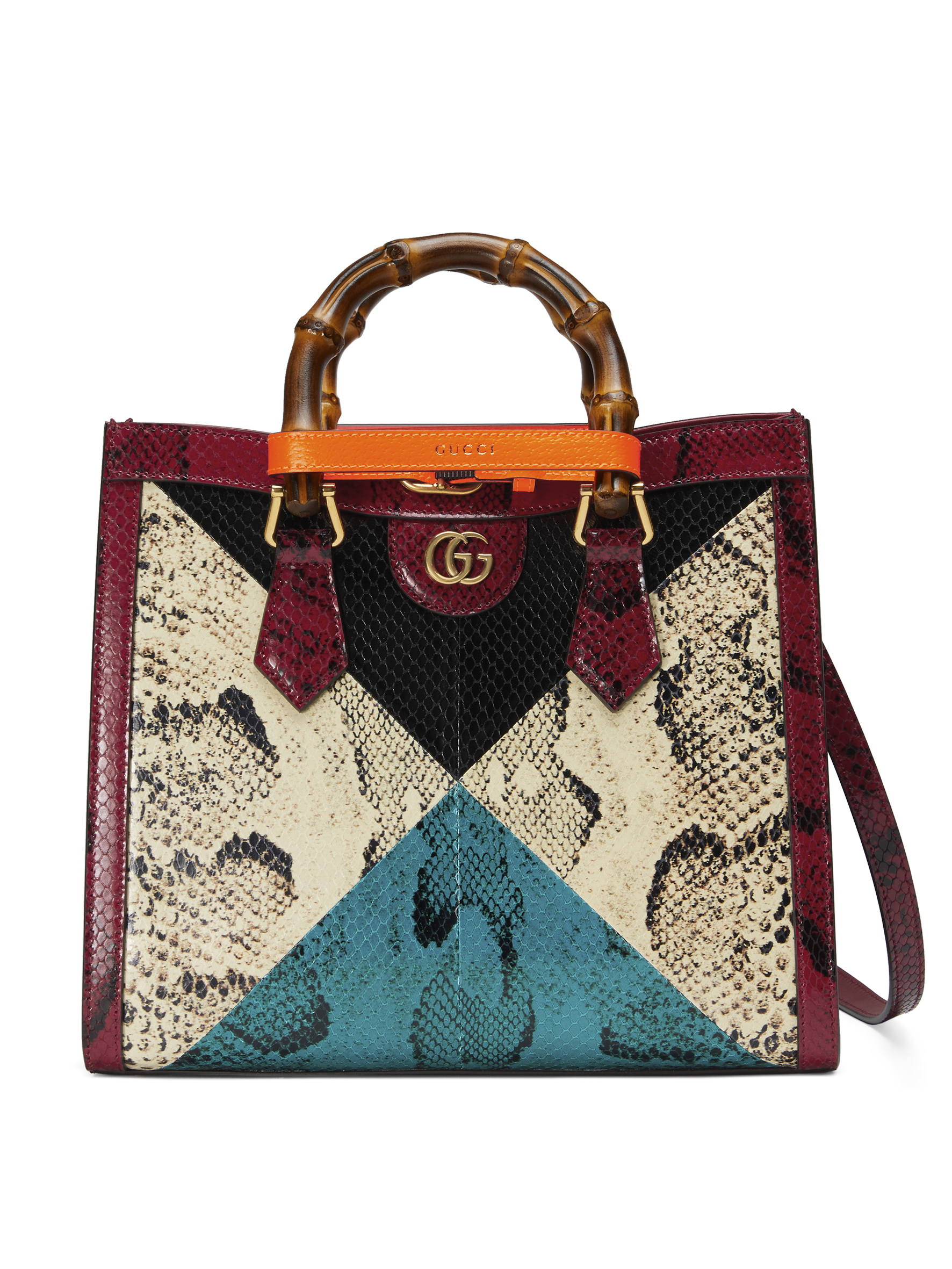 GUCCI Diana 多色拼接蟒蛇皮手提包。NT$225,800