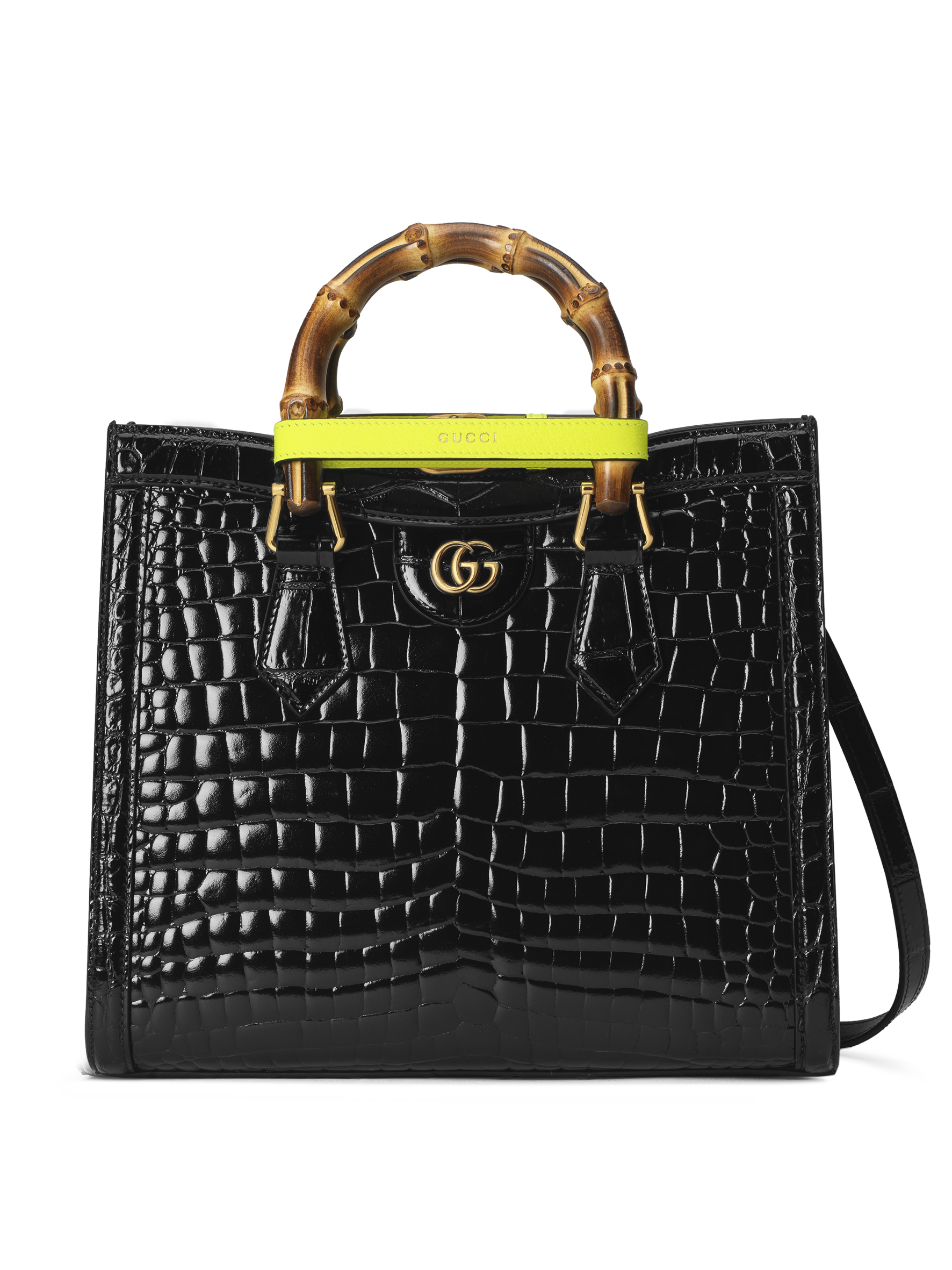 GUCCI Diana 黑色鱷魚皮手提包。價格店洽