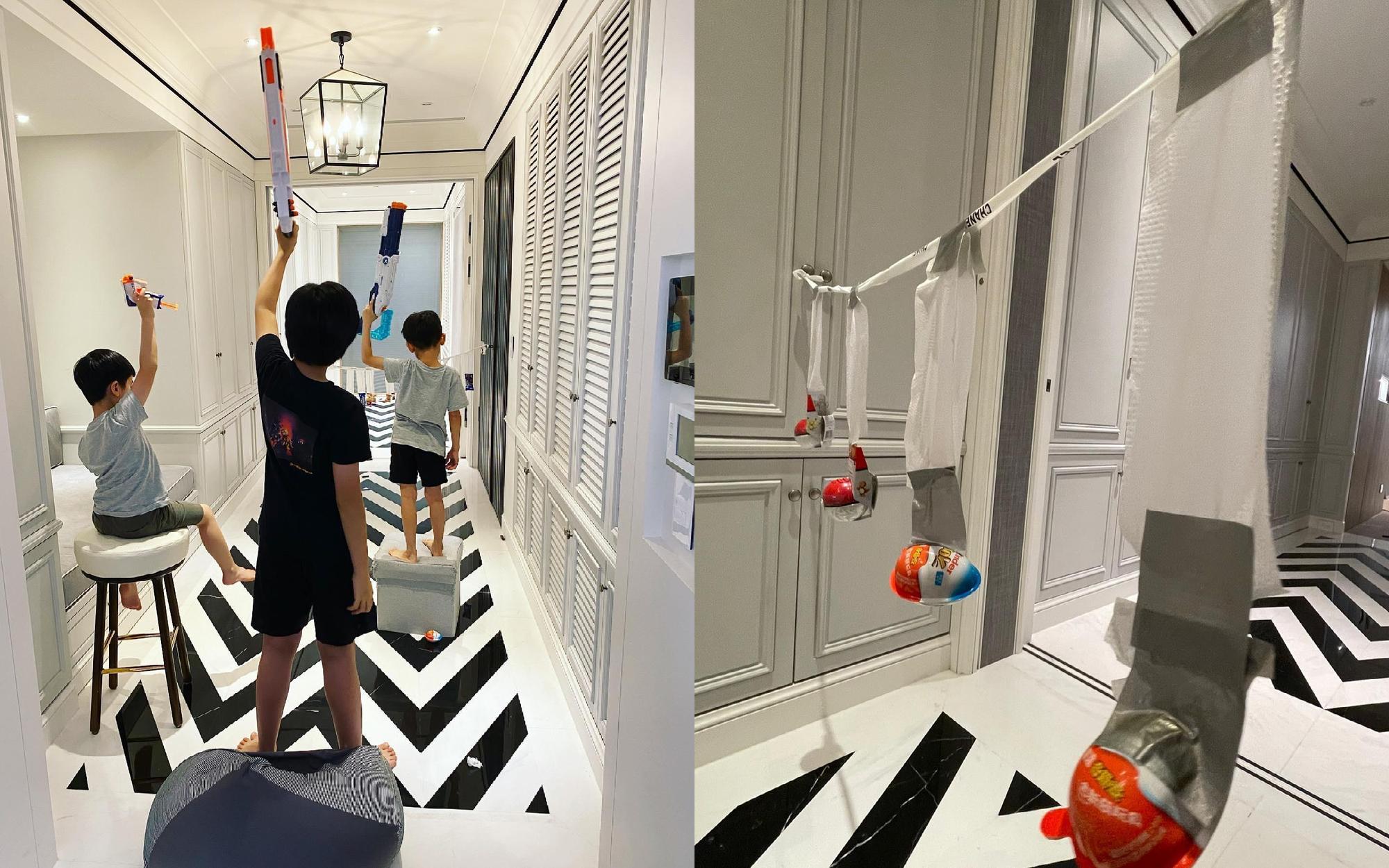 林志穎貼出設計遊戲讓小孩玩，嗯，家裡應該滿大的。（翻攝自林志穎臉書）