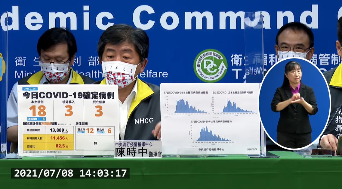 指揮官陳時中說明國內疫情現況。（翻攝自疾管署YouTube）