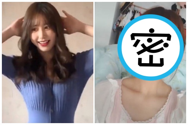 大陸網紅「一栗小莎子」靠著身穿藍色針織裙跳舞的影片，一夕爆紅。（翻攝自微博）