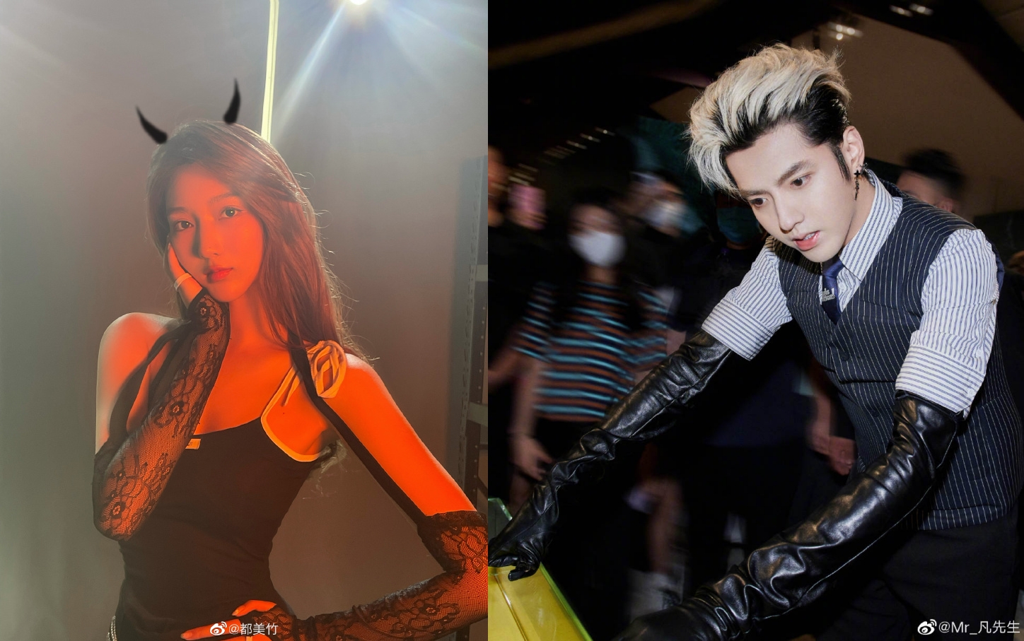 吳亦凡（右）遭網紅都美竹（左）爆料愛把未成年少女。（網路圖片）